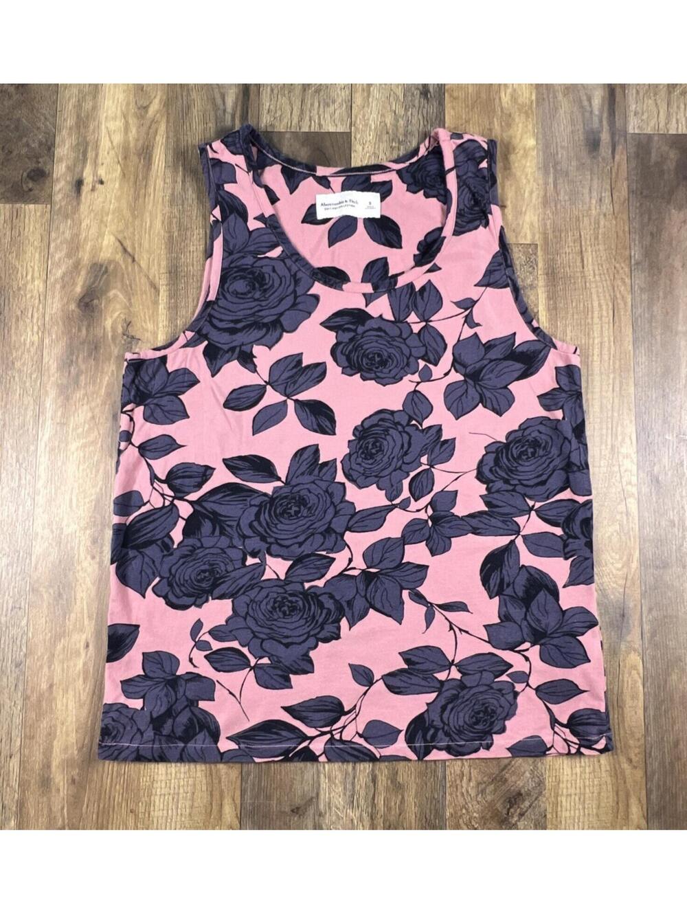 abercrombie fitch SOFT A&F COLLECTION Tank Top Pink Floral Small Spring Flowers
